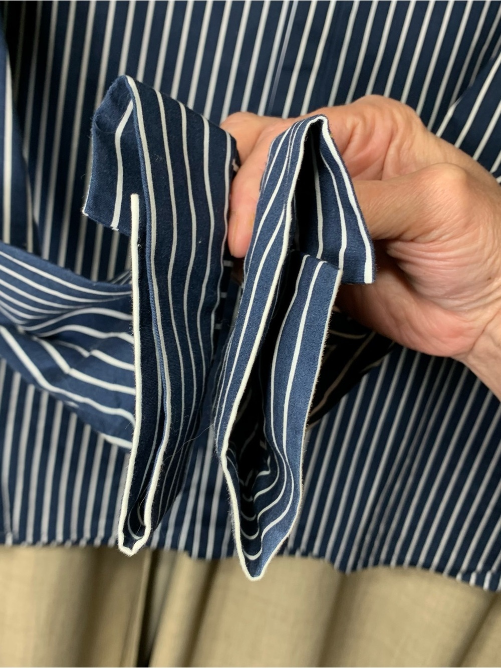 Rad Hourani Striped Navy White Blouse Unisex S Cotton Long Sleeve Quiet Luxury - Picture 7 of 14